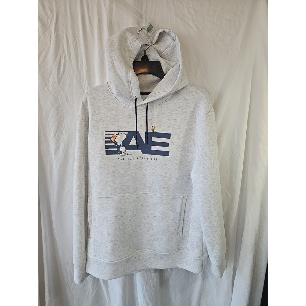 American Eagle/Snoopy Woodstock Pullover Hooded Sweatshirt Pocket Light Gray L‎